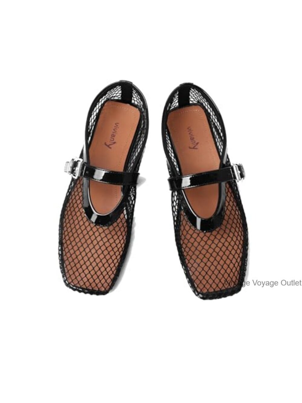 Mesh Ballet Flats Mary Jane Fishnet Shoes Comfy Slip-On Casual Party Wear